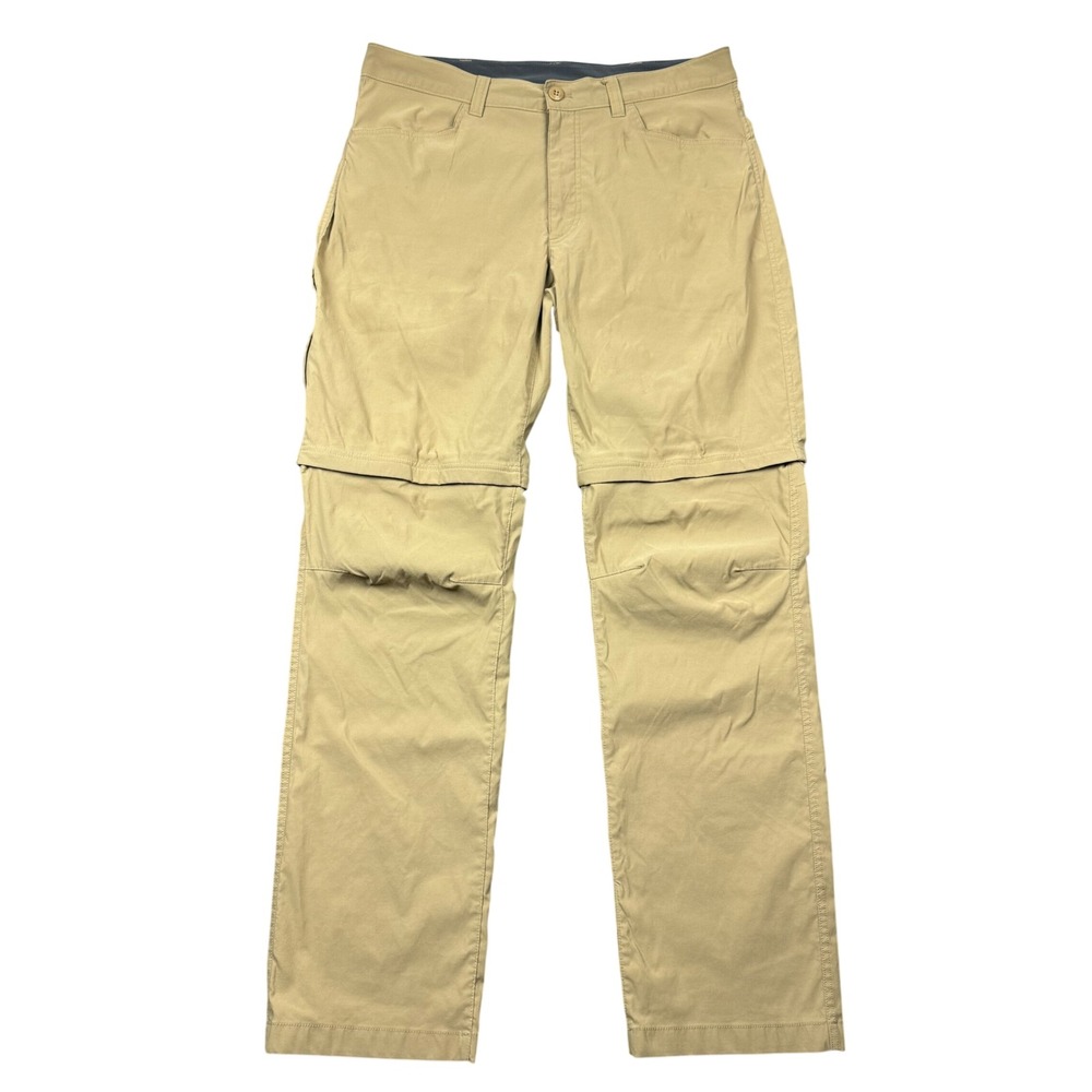 Eddie Bauer Mens Convertible Tech Pants 36x34 (34x33) Tan Zip Off Hiking Shorts